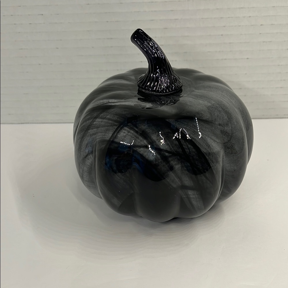 Elegant Black‎ Glass Pumpkin Art Sculpture